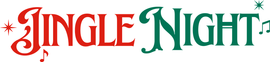 Logotipo horizontal de Jingle Night en rojo y verde